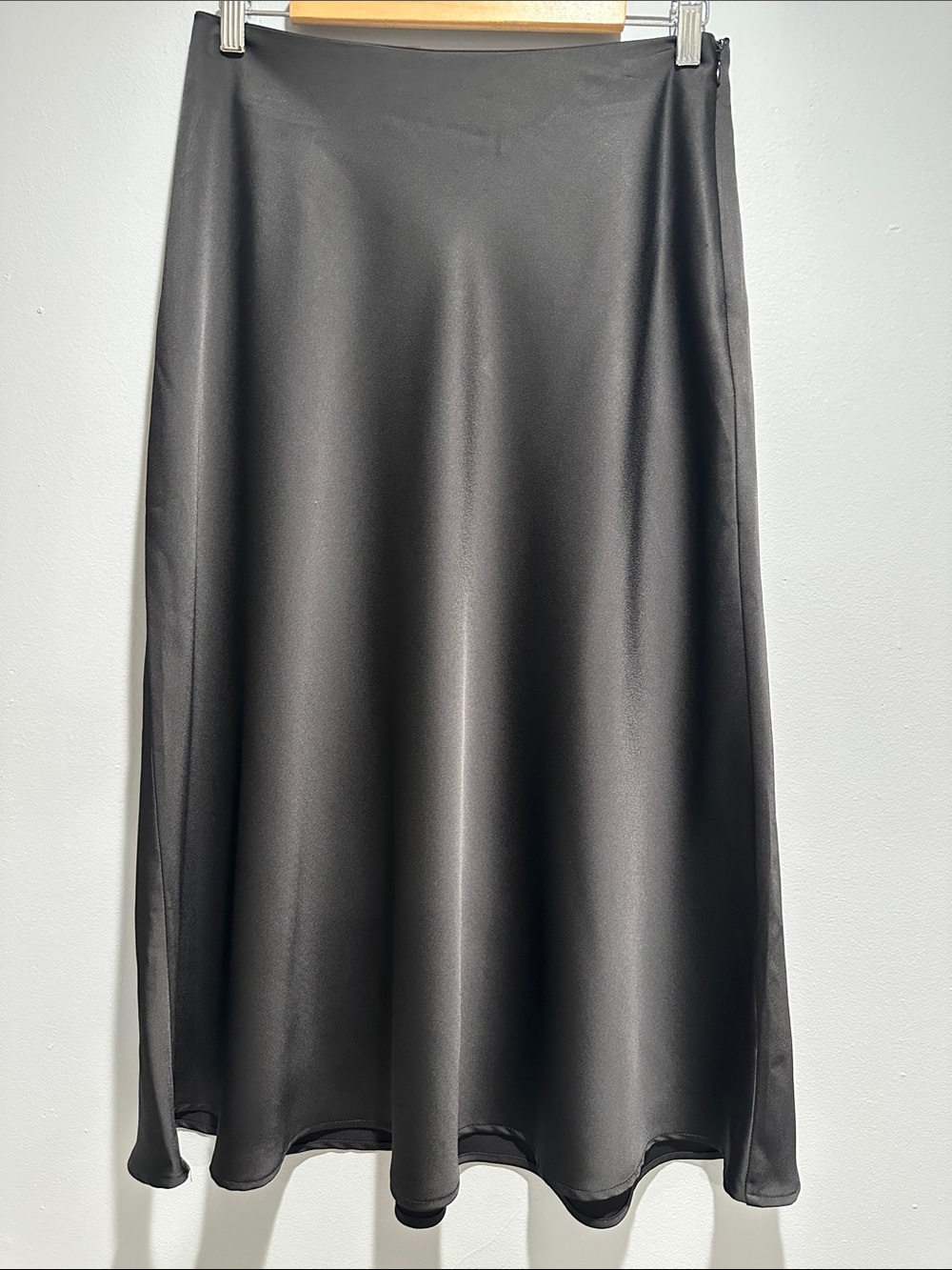 Nine West Black Satin Midi Skirt